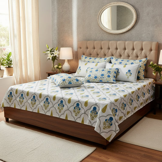 Gulaab - The Rose Bedsheet | Everyday Cotton | Blue