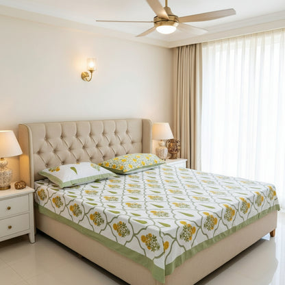 Gulaab green Everyday Cotton bedsheet – alternate view