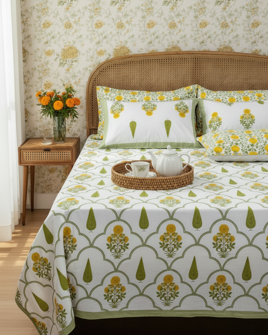 Gulaab - Everyday Cotton Bedsheet | Green