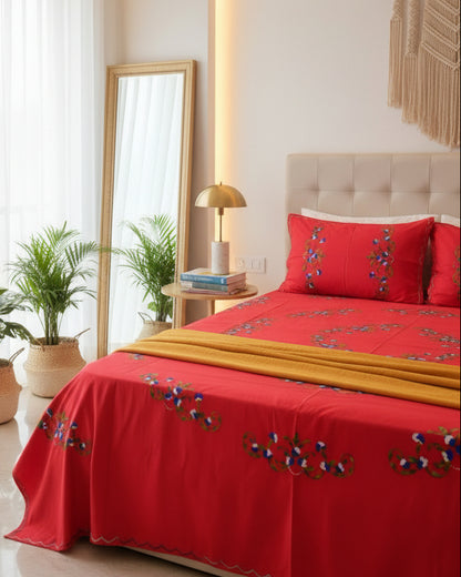 Gulbahar hand embroidered Soft Fine Cotton bedsheet – pillow detail
