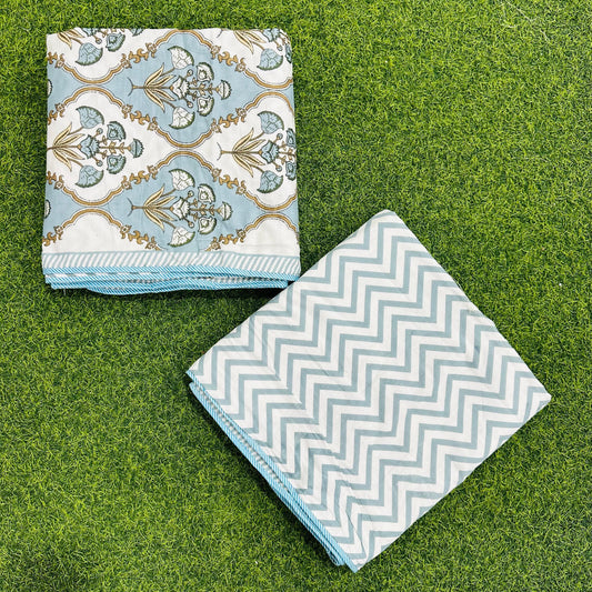 Guldasta -  Reversible Cotton Mulmul Dohar | Blue