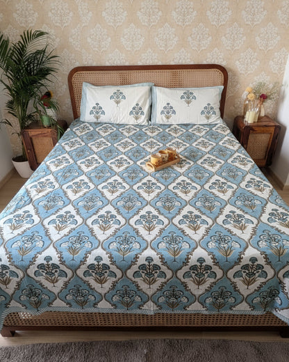Guldasta blue Everyday Cotton bedsheet – front view