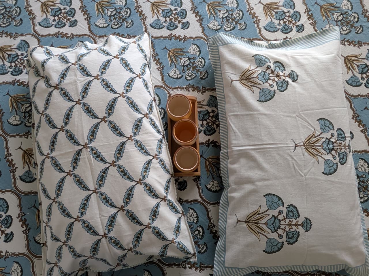 Guldasta - The Bouquet Bedsheet |Everyday Cotton | Blue