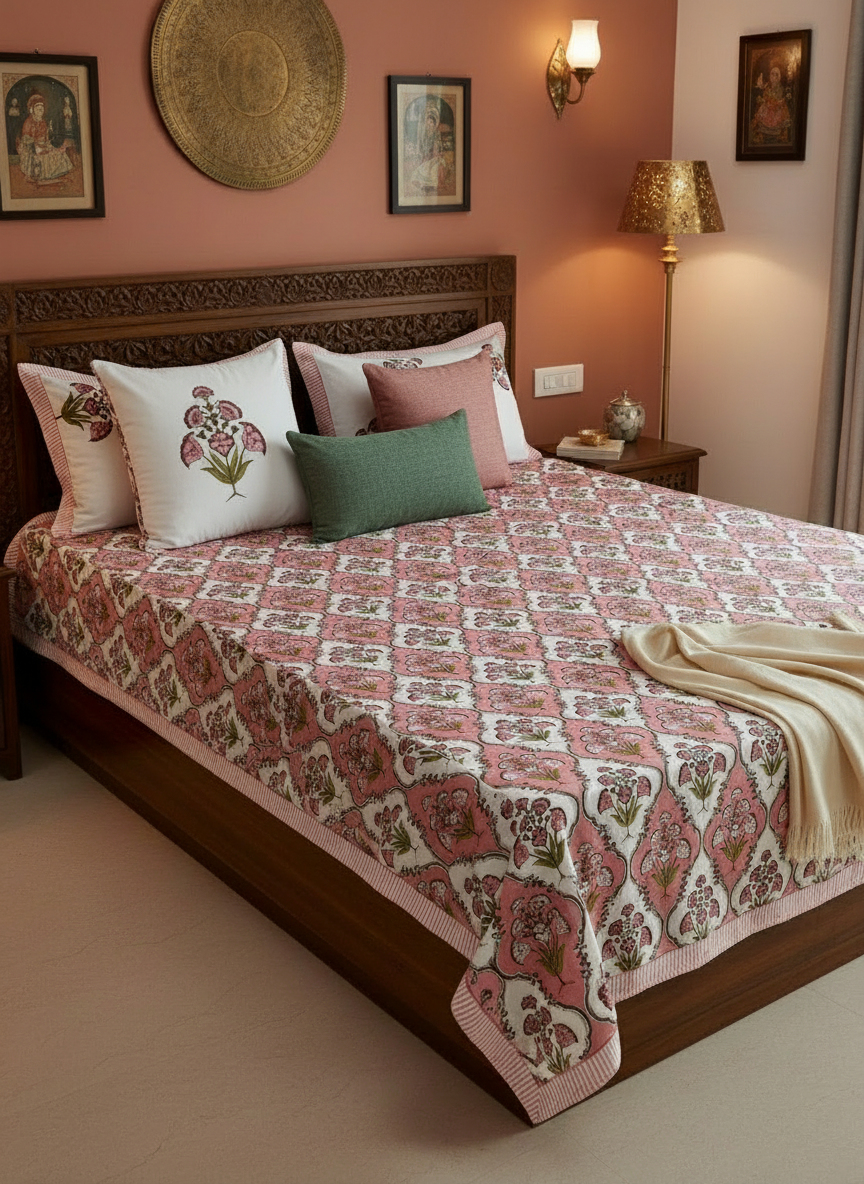 Guldasta - The Bouquet Bedsheet |Everyday Cotton | Pink