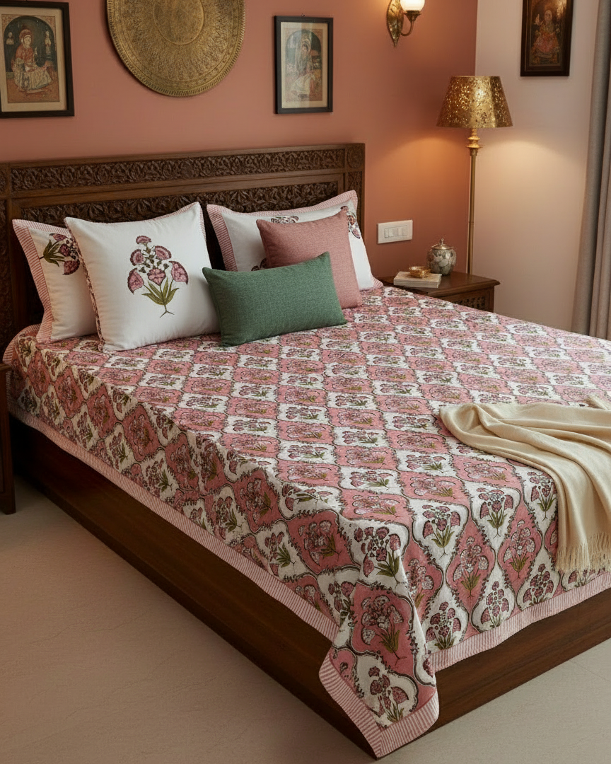Guldasta - Everyday Cotton Bedsheet | Pink