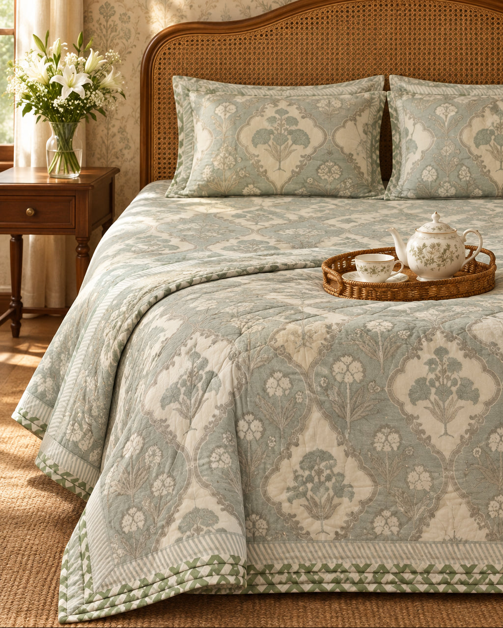 Guldasta -  Premium Muslin Cotton Dohar | Blue