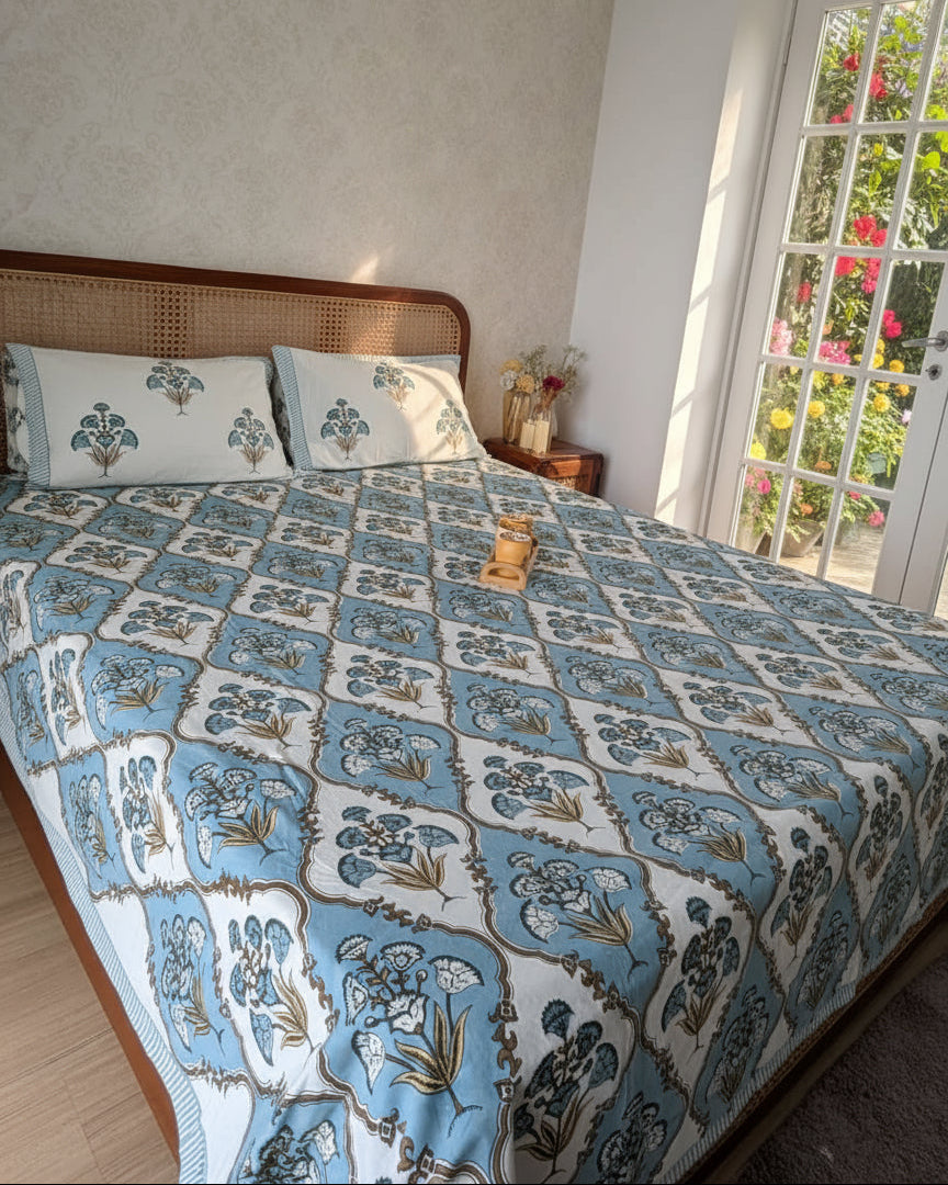 Guldasta - Everyday Cotton Bedsheet | Blue