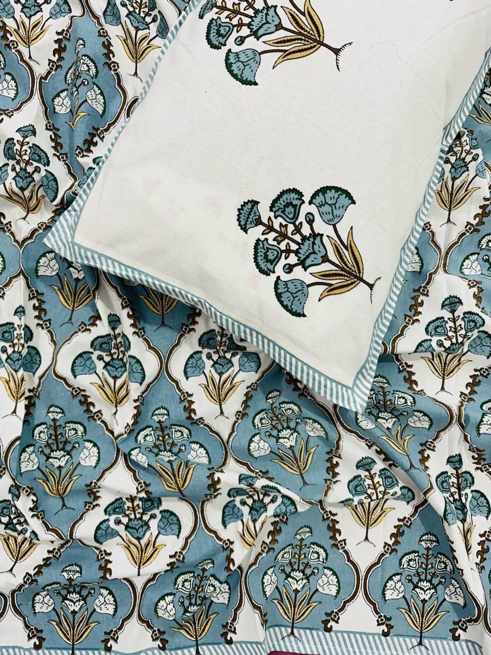 Guldasta - The Bouquet Bedsheet |Everyday Cotton | Blue
