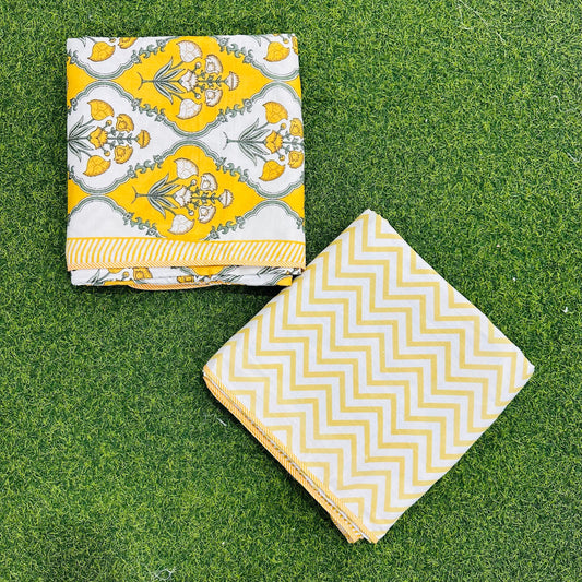 Guldasta - Reversible Cotton Mulmul Dohar | Yellow