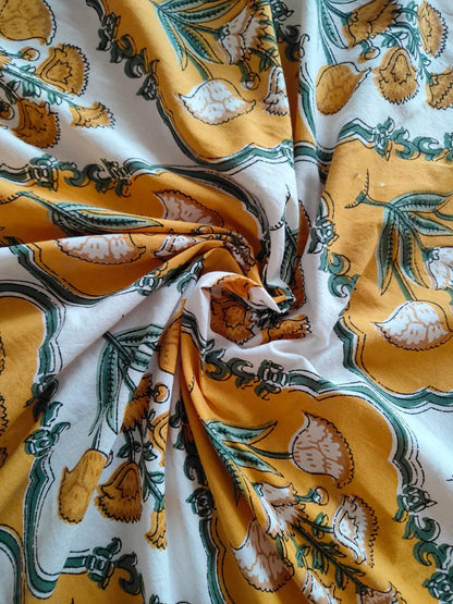 Guldasta yellow Everyday Cotton bedsheet – pillow cover detail