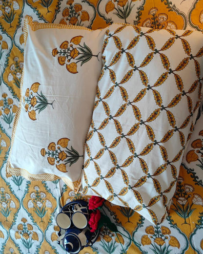Guldasta yellow Everyday Cotton bedsheet – front view