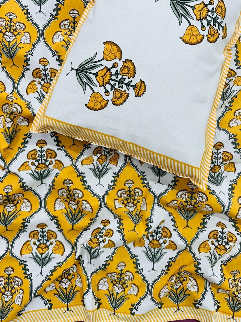 Guldasta - The Bouquet Bedsheet |Everyday Cotton | Yellow