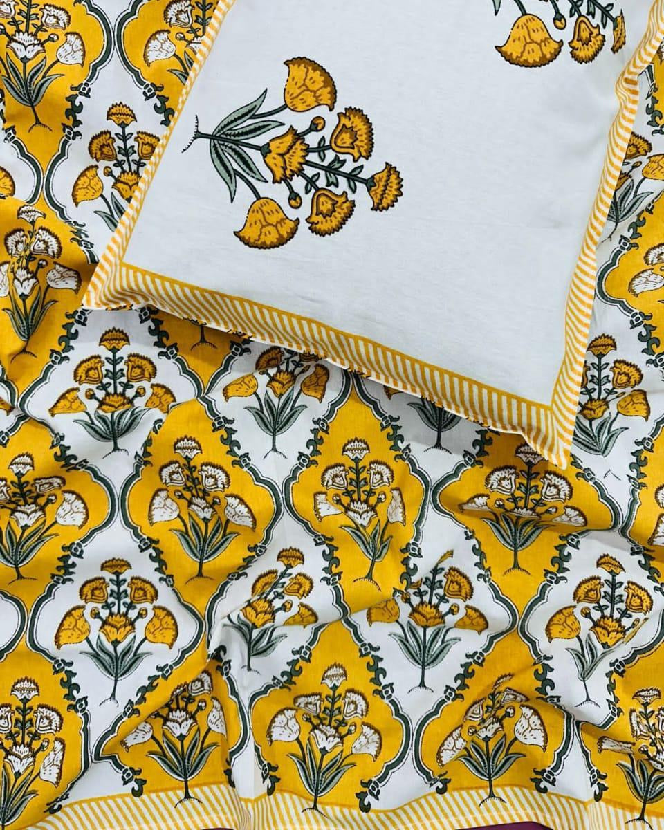 Guldasta - Everyday Cotton Bedsheet | Yellow