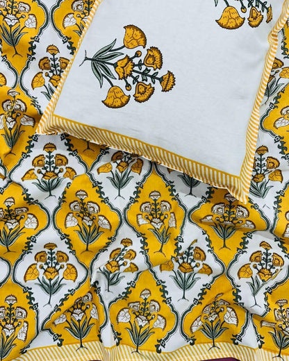 Guldasta yellow Everyday Cotton bedsheet – Single size view