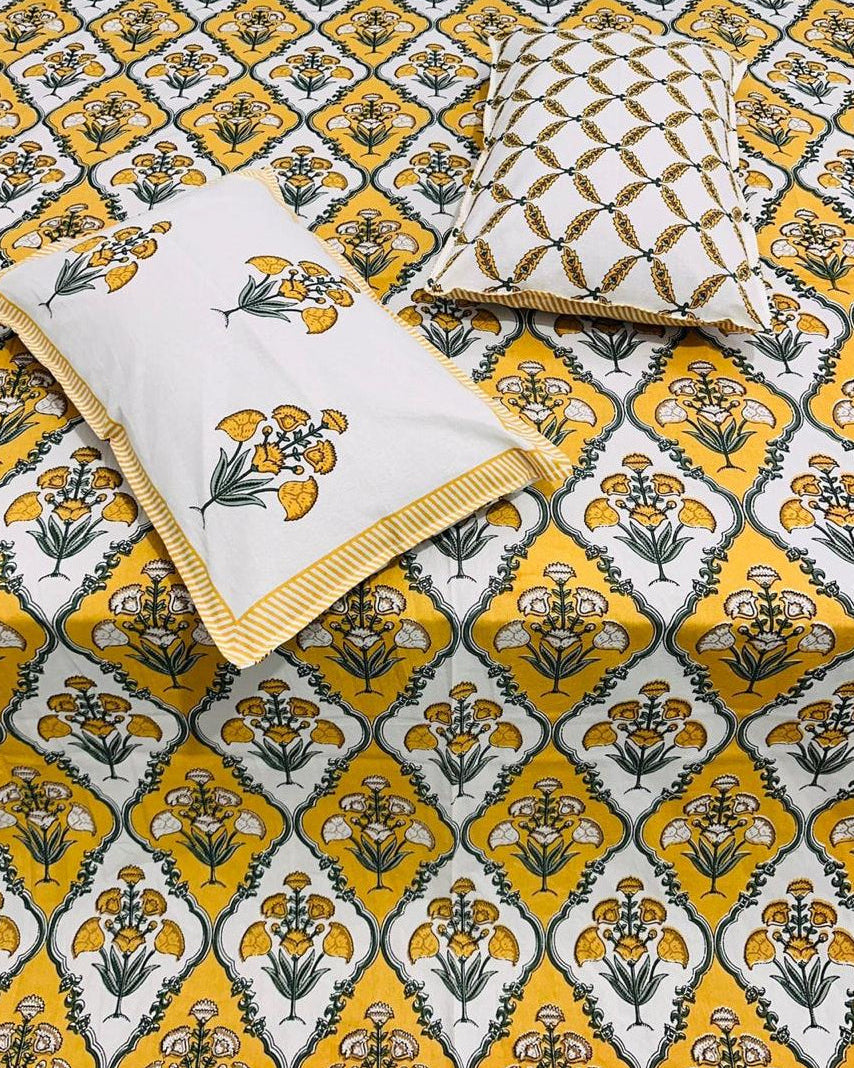 Guldasta - Everyday Cotton Bedsheet | Yellow