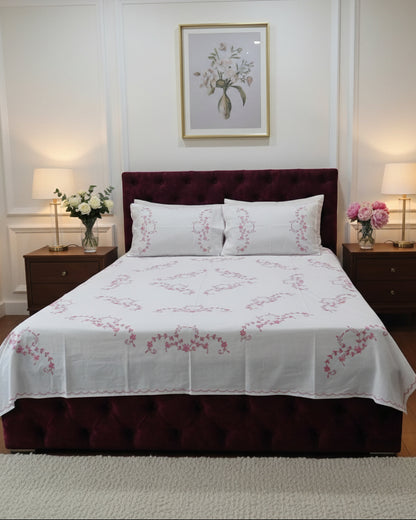 Guldozi hand embroidered Soft Fine Cotton bedsheet – pillow detail