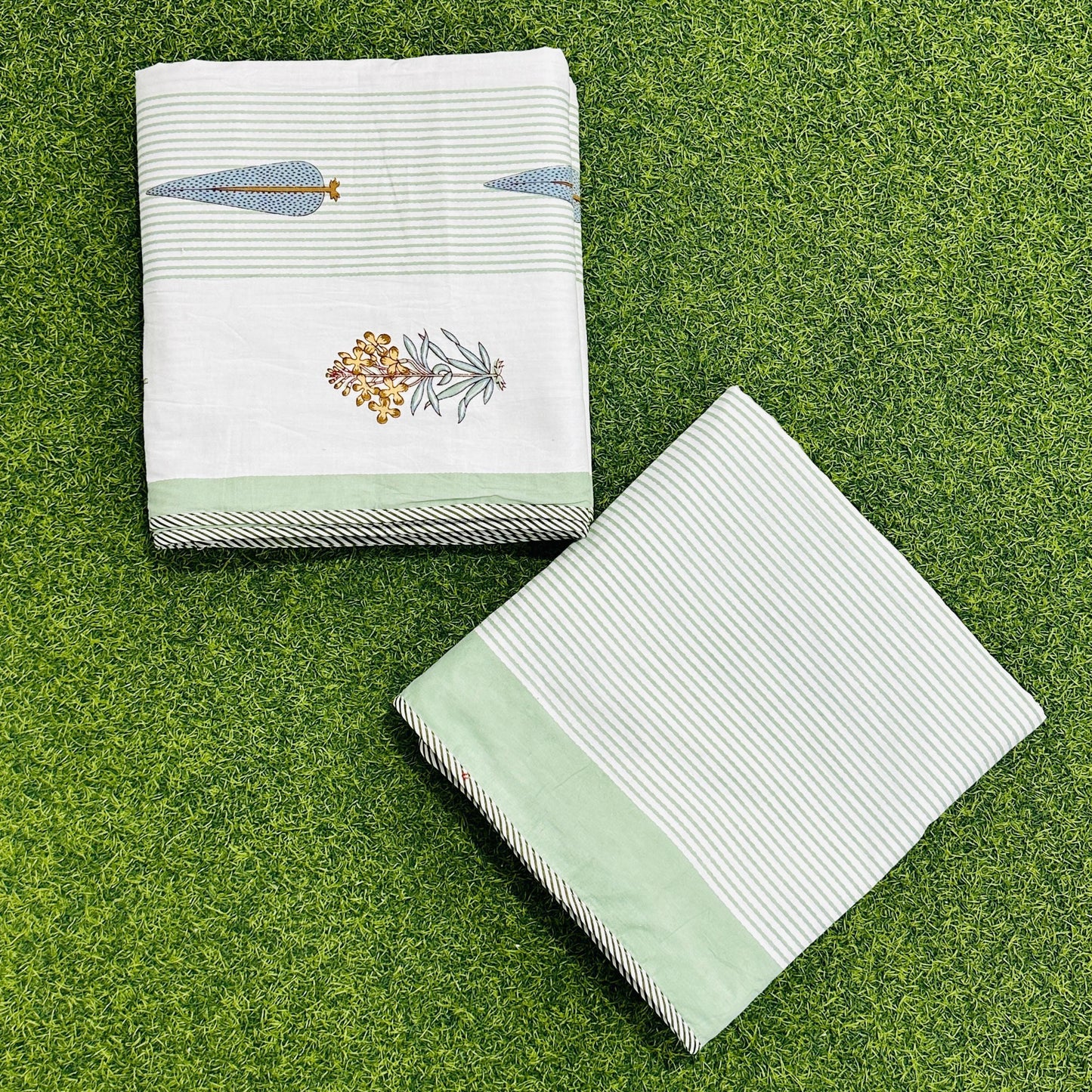 Gulmohar - Reversible Mulmul Cotton Dohar  | Green