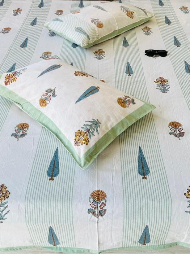 Gulmohar - Everyday Cotton Bedsheet | Green