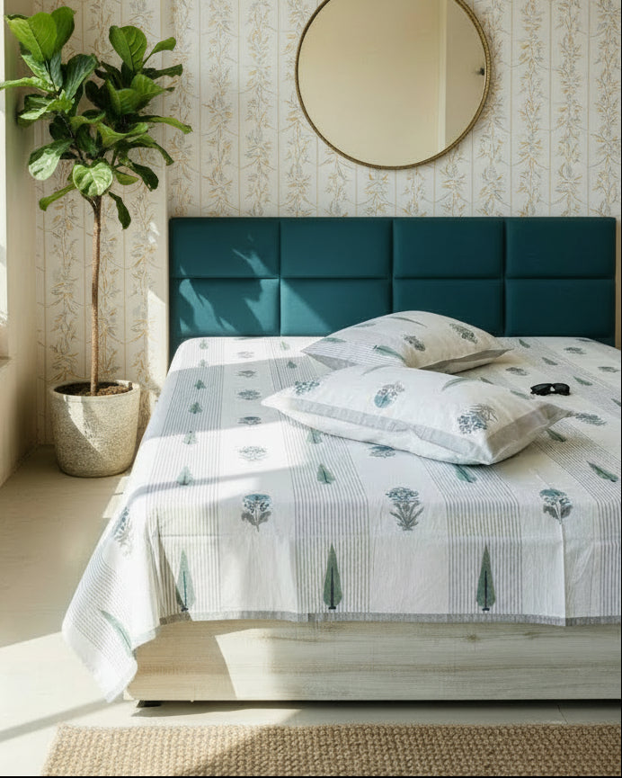 Gulmohar - Everyday Cotton Bedsheet | Grey