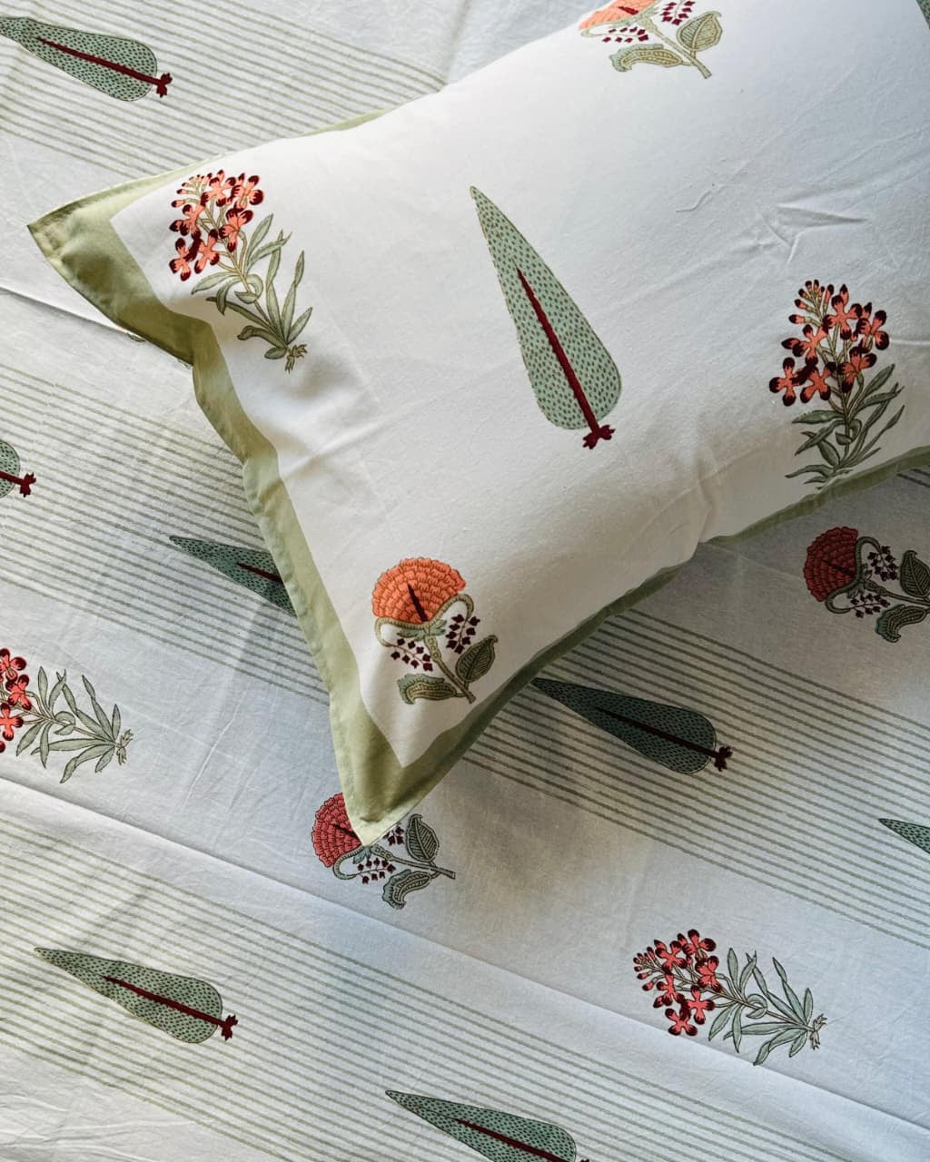 Gulmohar - Everyday Cotton Bedsheet | Olive Green