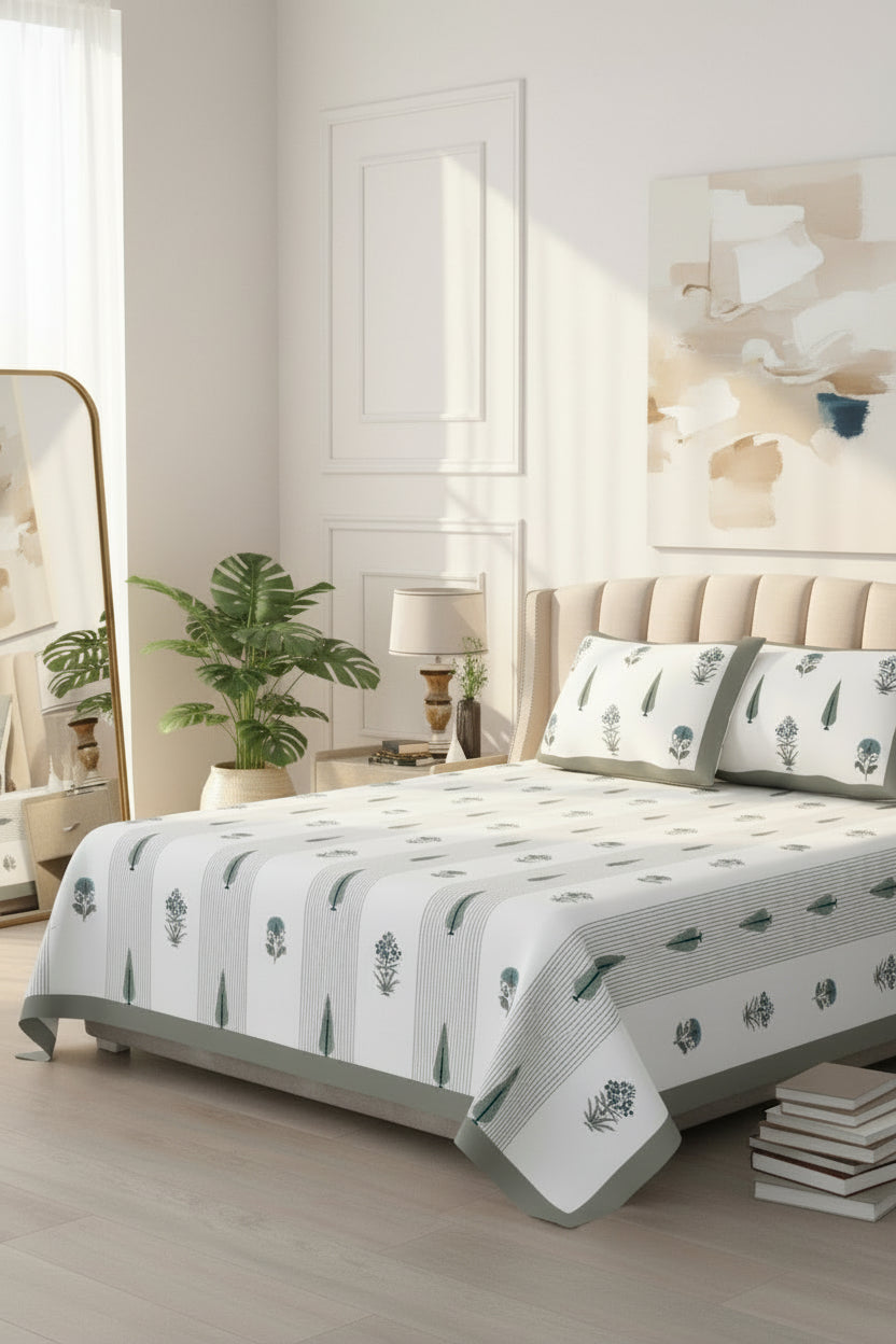 Gulmohar - Everyday Cotton Bedsheet | Grey