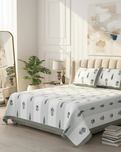 Gulmohar grey Everyday Cotton bedsheet – front view