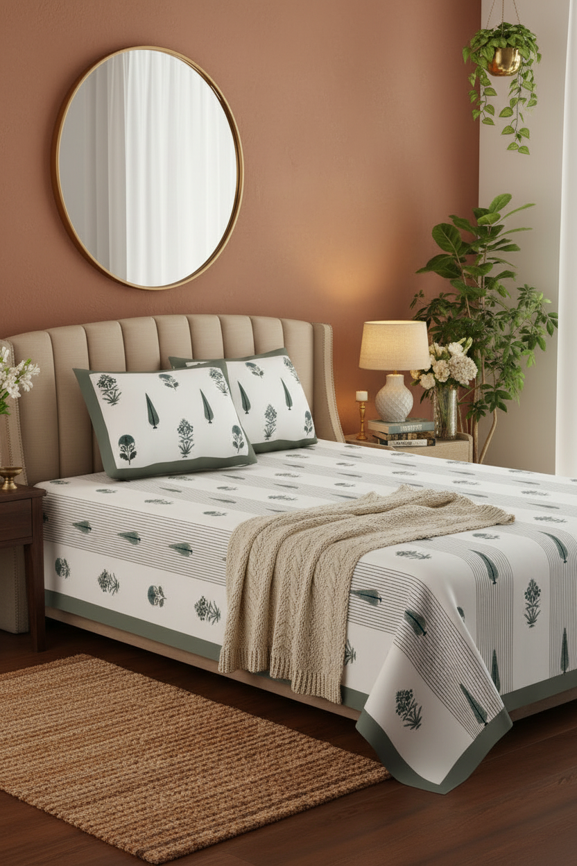 Gulmohar - Everyday Cotton Bedsheet | Grey