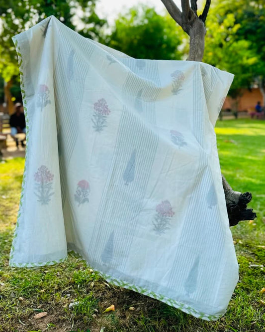 Gulmohar olive premium muslin cotton dohar – product view
