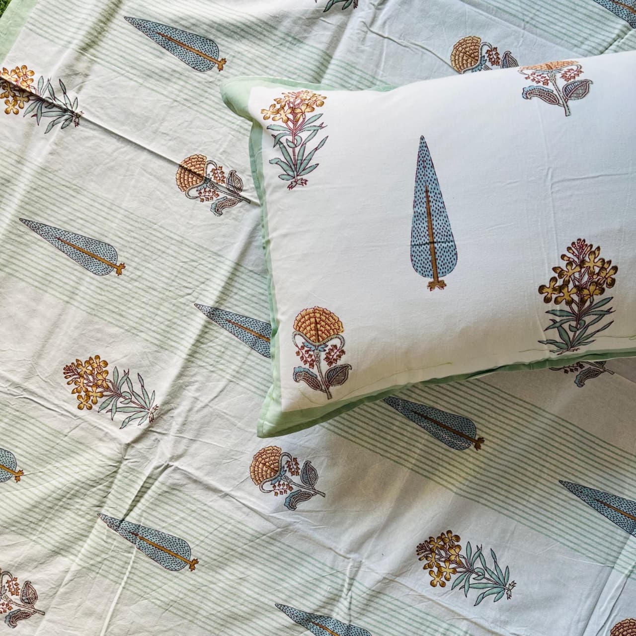 Gulmohar - Everyday Cotton Bedsheet | Green