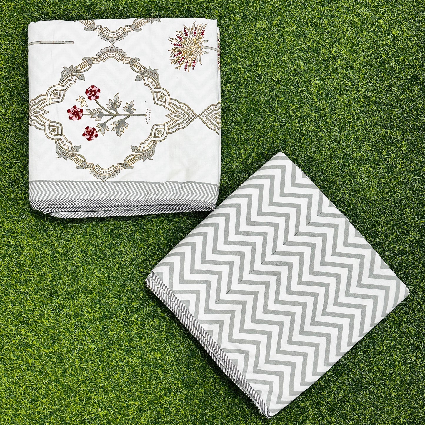 Gulnar - Reversible Cotton Mulmul Dohar | Grey