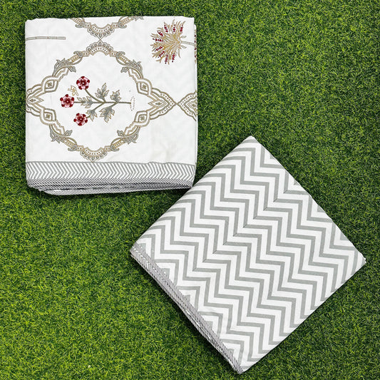 Gulnar - Reversible Cotton Mulmul Dohar | Grey