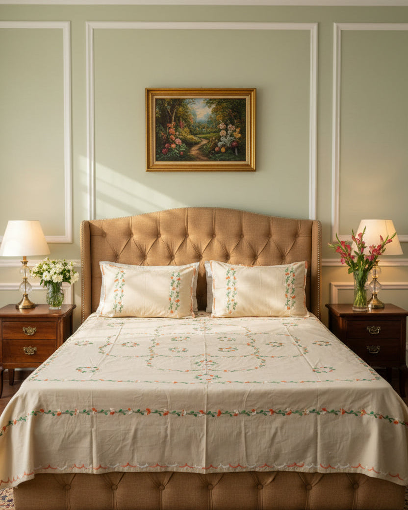 Gulshan - Soft Fine Cotton Bedsheet | Hand Embroidered