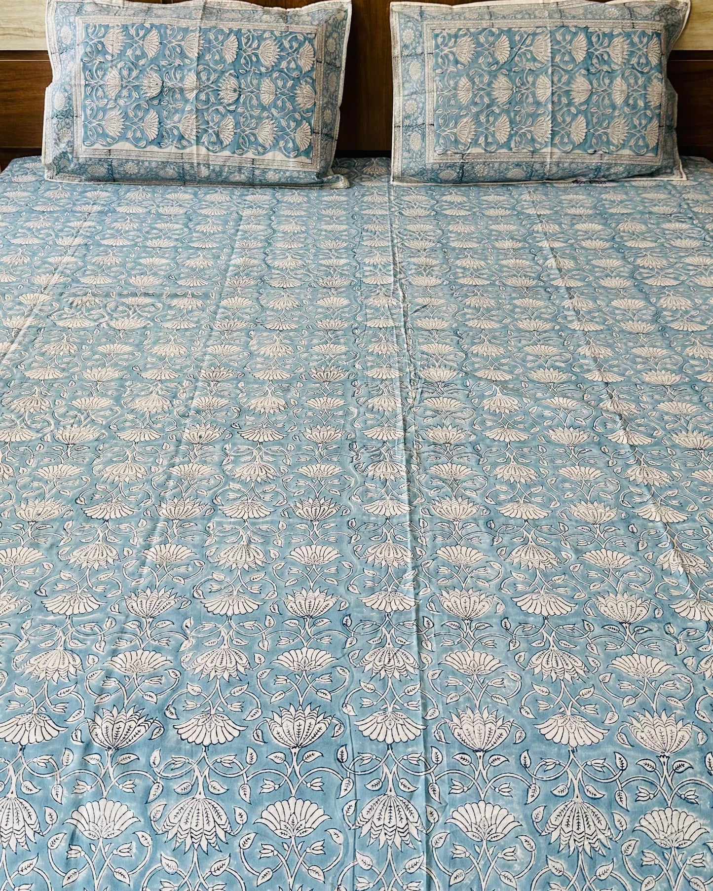 Himadri - The Snowy Bedsheet | Hand Block | Everyday Cotton