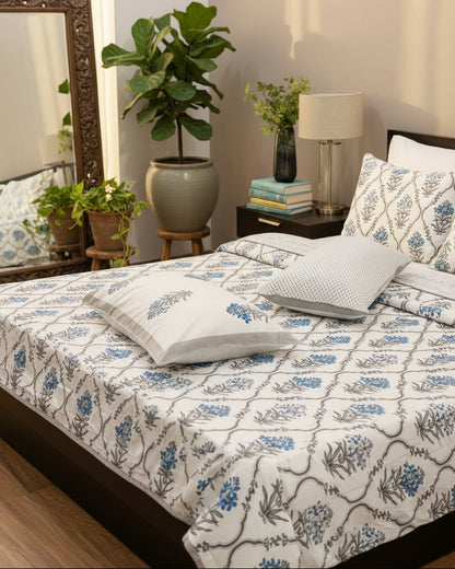 Indrani grey Everyday Cotton bedsheet – styled view