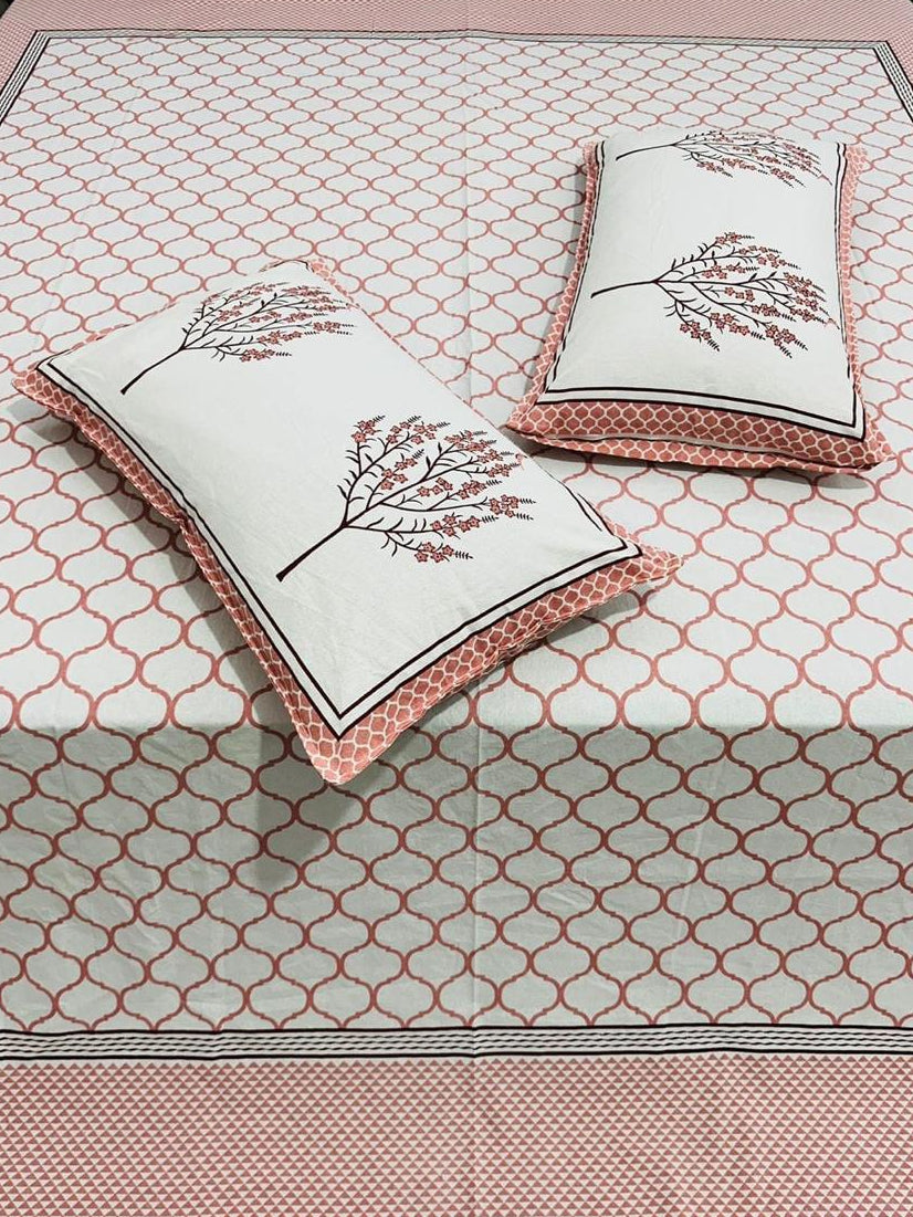 Jaali - The Lattice Bedsheet | Everyday Cotton | Pink