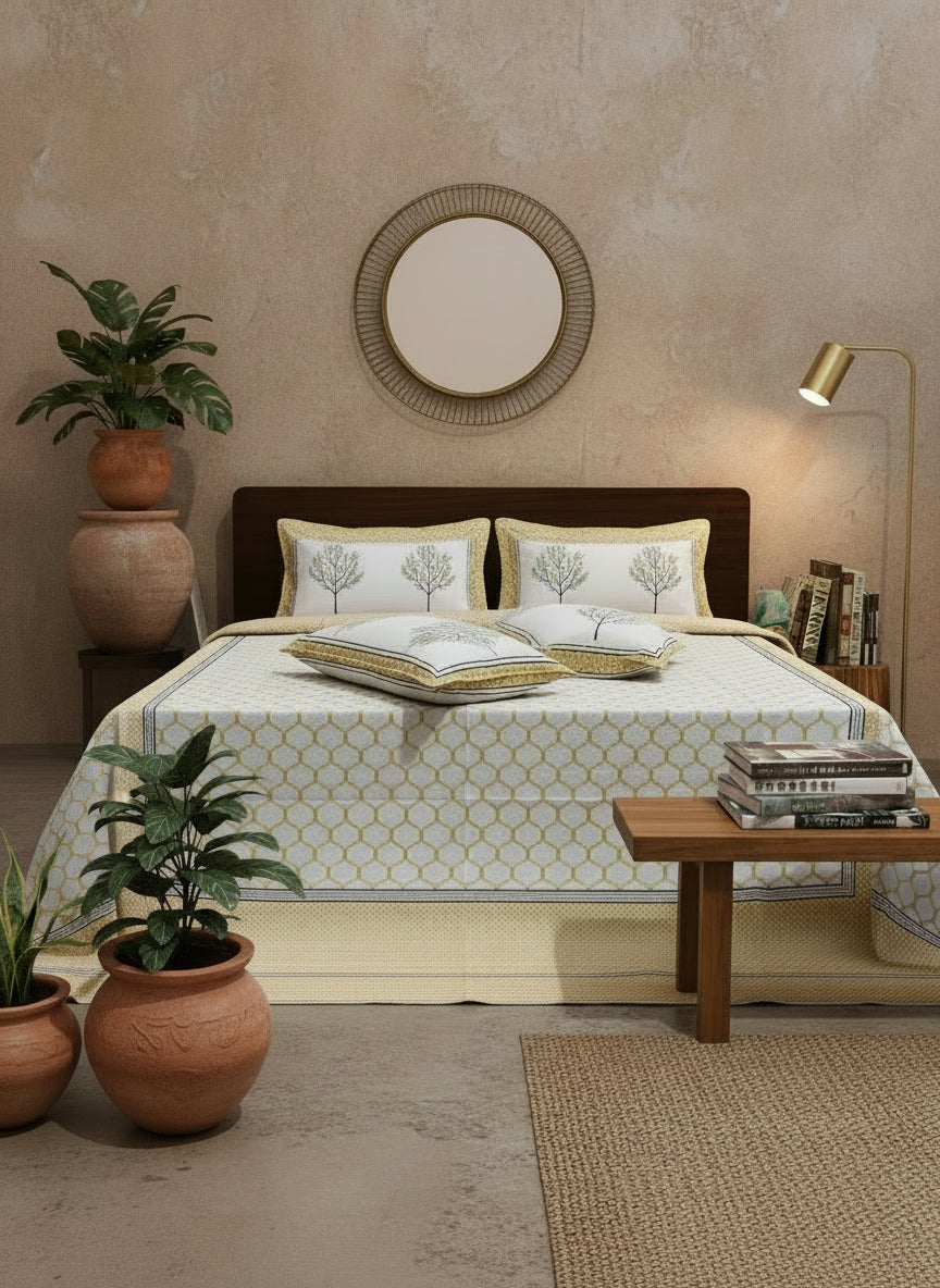 Jaali - The Lattice Bedsheet | Everyday Cotton | Yellow