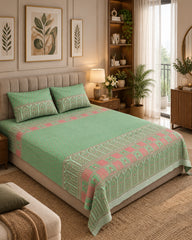 Tarang - Everyday Cotton Bedsheet | Green