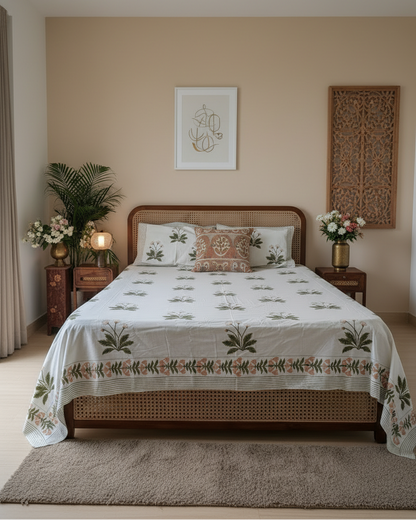Juhi hand block Everyday Cotton bedsheet – close-up view