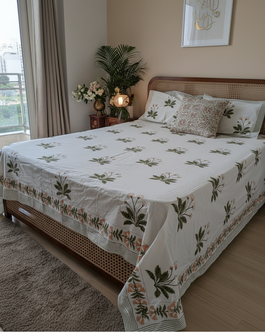Juhi hand block Everyday Cotton bedsheet – alternate view