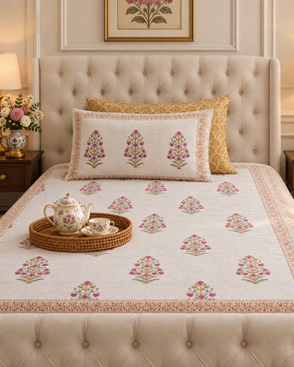 Kadambika - Percale Cotton Bedsheet | Hand Block