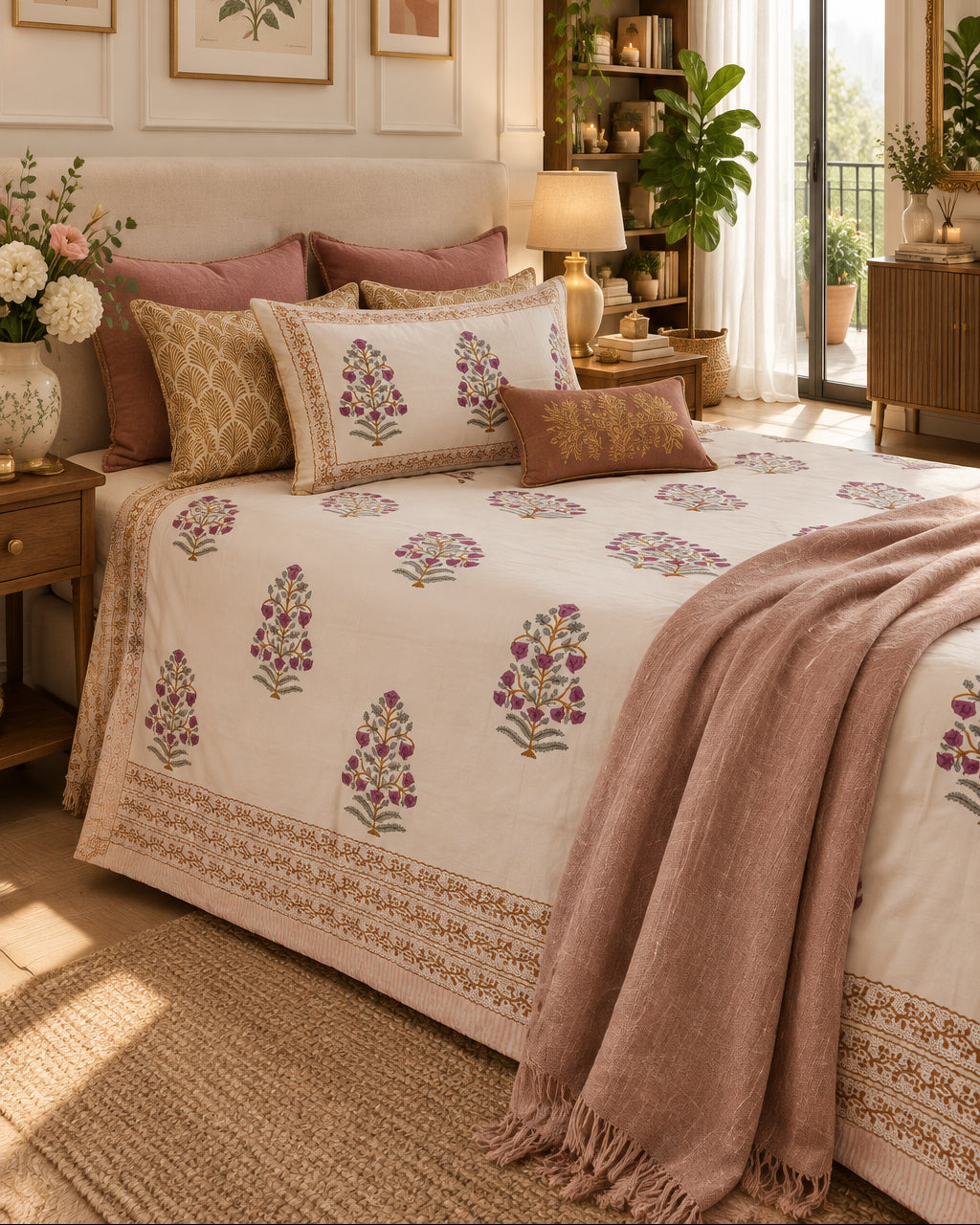 Kadambika - Percale Cotton Bedsheet | Hand Block