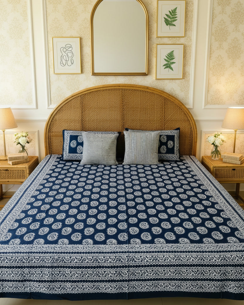 Kairi - Everyday Cotton Bedsheet | Indigo Bagru