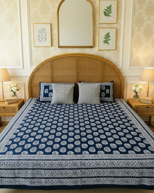 Kairi - Everyday Cotton Bedsheet | Indigo Bagru