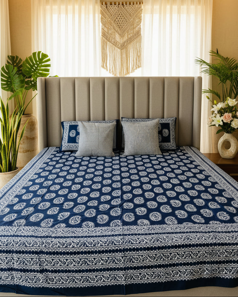 Kairi - Everyday Cotton Bedsheet | Indigo Bagru