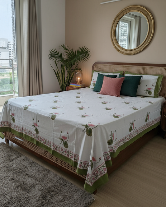 Kamal - Percale Cotton Bedsheet | Hand Block