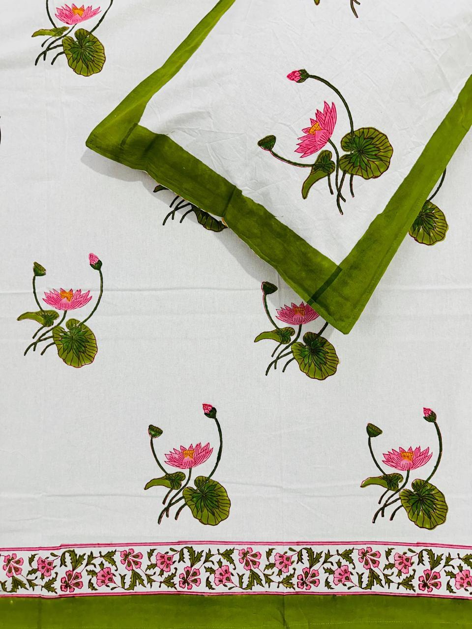 Kamal - The Lotus Bedsheet | Hand Block | Everyday Cotton