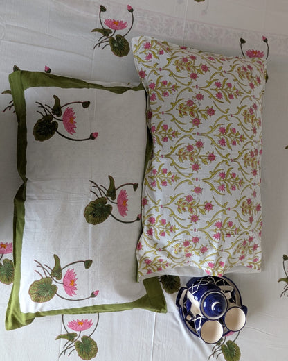 Kamal hand block Everyday Cotton bedsheet – reversible pillow cover detail
