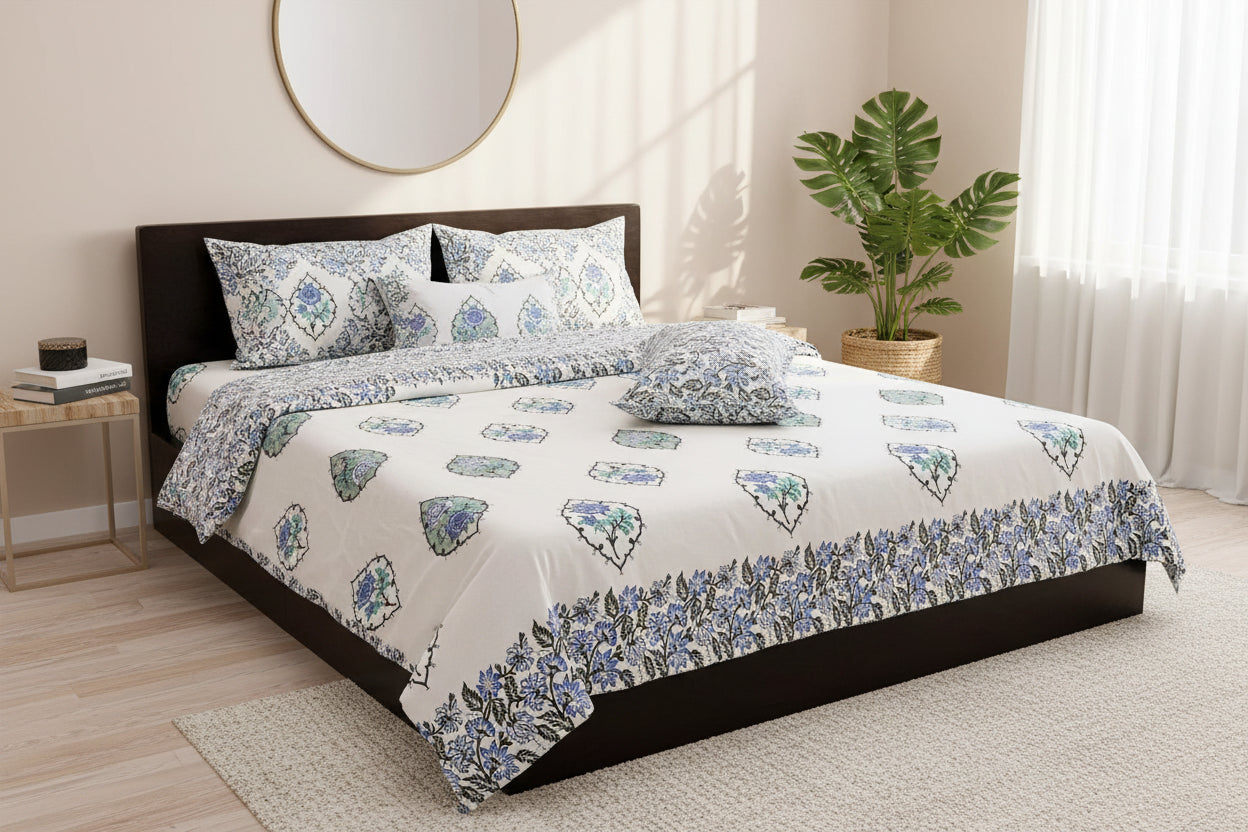 Kamini - Everyday Cotton Bedsheet | Blue