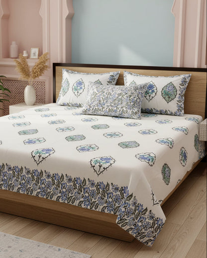 Kamini blue Everyday Cotton bedsheet – styled view