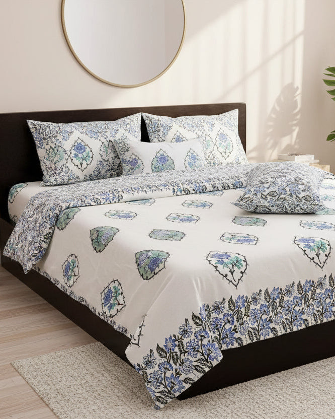 Kamini blue Everyday Cotton bedsheet – front view